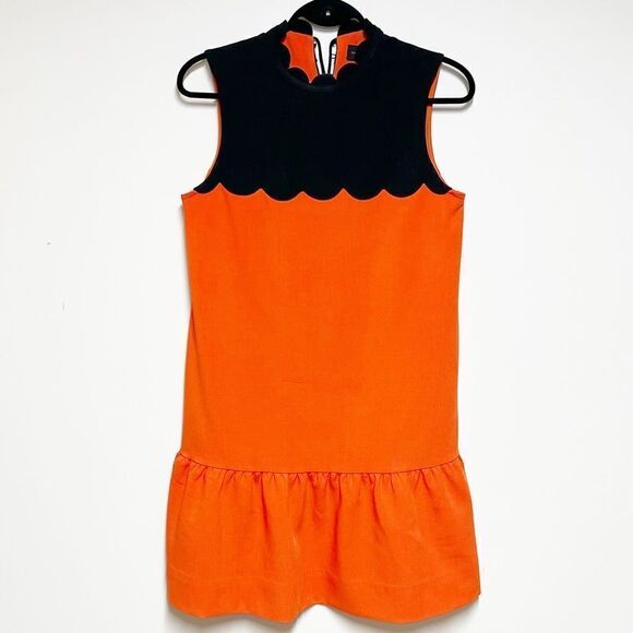 NWOT VICTORIA BECKHAM FOR TARGET SCALLOPS BLACK ORANGE DRESS Sz S - Picture 4 of 8